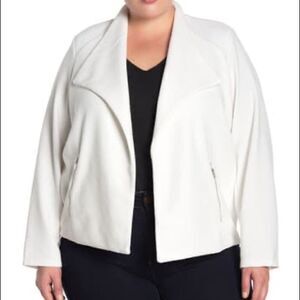Premise Studio White Textured Zip Pocket Blazer